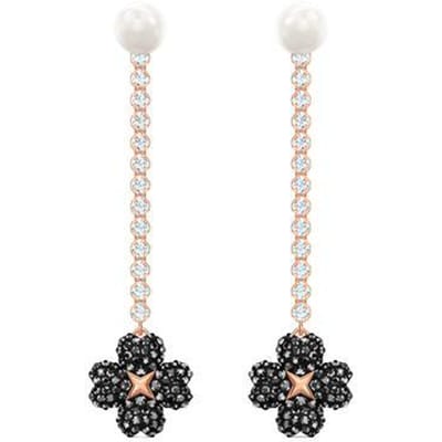 Swarovski Geluksklaver Parel Dubbel Gebruik Latisha Oorbellen Damesoorbellen Zwart 5516426 Black white