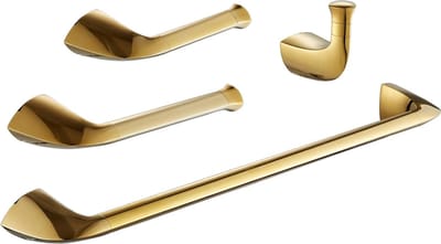 JGS ® Handdoekrailset Badkameraccessoires 4-delig Handdoekstang + Handdoekring + Toiletpapierhouder + Haken, Gepolijst Goud Muurbevestiging, Roestvrij Staal SUS304