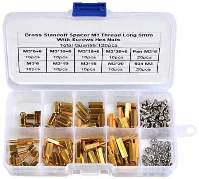 Dailygoods - M3 Koper Messing Pijlers - Circuit Spacer - 120 stuks - Diverse maten - Moer Schroeven - Geschikt voor elektronica - Verpakking...