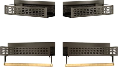 Magnetische opbergrek Set van 4 - Koelkast Organizer voor Keuken - Muurmontage zonder Boren - Metaal/Kunststof - Zwart