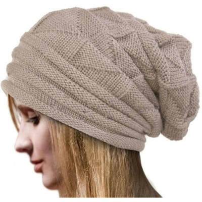 Gebreide Baggy Beanie Oversized Wintermuts Ski Slouchy Muts Skullies Beanies Dames Heren Winter Wol Warme Muts Beanies Unisex One Size beige