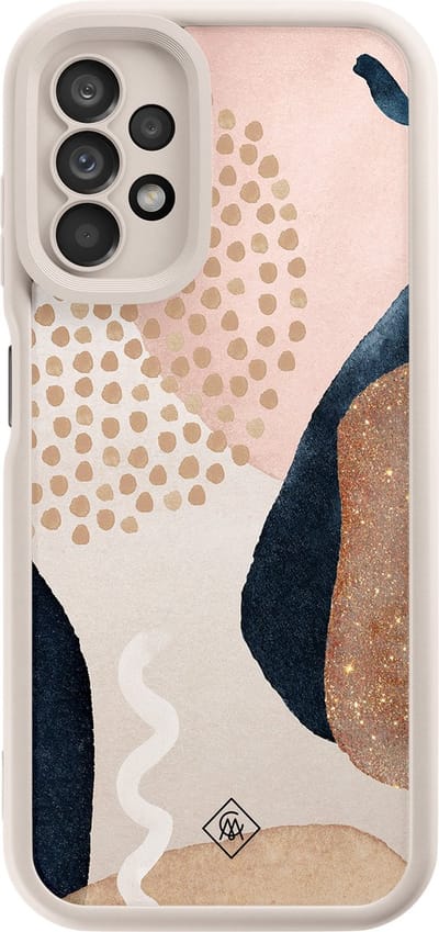 Casimoda® hoesje - Geschikt voor Samsung Galaxy A13 4G - Abstract Dots - Zwart TPU Backcover - Geometrisch patroon - Bruin/beige