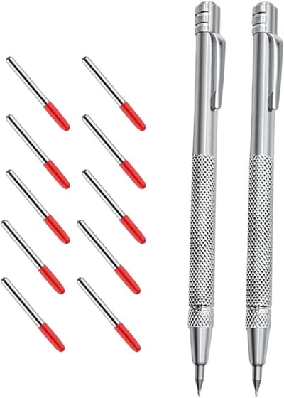 Tegelmarker Set - Graveerpen - Nauwkeurig Markeren - Wolfraam Stalen Punten - 2 Stuks - Grijs