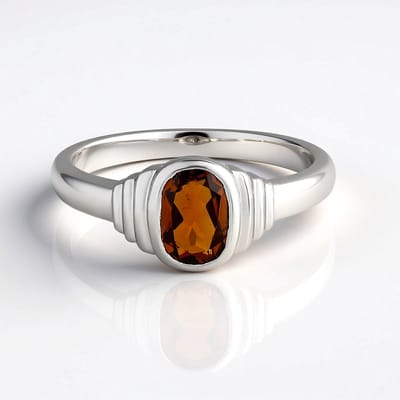 Cavill - Gouden ring 9 karaat witgoud - Oranje antiek geslepen toermalijn 0,81 ct - Madagaskar edelsteen - Elegante damesring modern