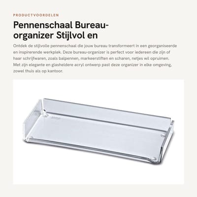 Dailygoods- Pennenhouder Stabiel - Bureau Organizer - Acryl - Desk Organizer - Pennenbakje - Meubelvriendelijk - Compact Ontwerp - Bureauorganizer
