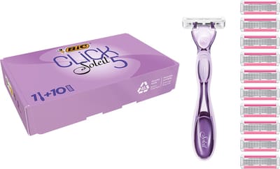BIC Click 5 Soleil Dames Scheermes voor Vrouwen Scheren - Scheermesjes - 5 Scheerbladen - Houder met 10 Navullingen - 1 set