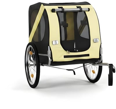 KAD® Fietskar - 2-in-1 Hondenfietskar & Hondenbuggy - Opvouwbare Hondenkar voor de Fiets - Geel/Zwart - 130cm x 70cm x 78cm