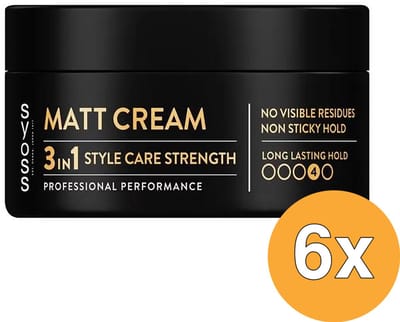 Syoss Matt Styling Cream - Styling, Verzorging en Herstel - Matte Finish - Korte Tot Halflange Haartypes - Voordeelverpakking - 6x100 ml