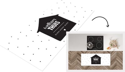 Keukenloper - Loper keuken - Welkom Thuis - Stippen - Zwart - 120x50 cm - Keukenloper vinyl