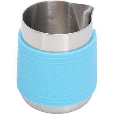 350ml Roestvrijstalen Melkopschuimbeker Voedselkwaliteit Olecranon Koffie Melkschuimbeker met Siliconen voor Thuis Koffiezaak L gray