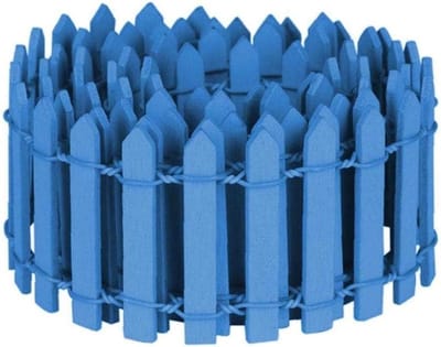 Mini Houten Hekje - Tuindecoratie Accessoire - Miniatuur Tuin - Natuurlijk Hout - 100 cm Lengte - Blauw