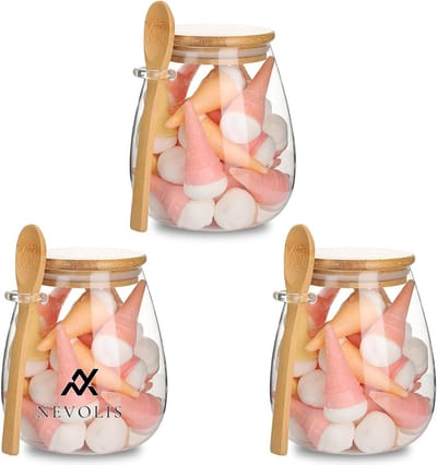 Nevolis Glazen voedselopslagpotten - bamboe deksels - 1000 ml - nachtelijke havercontainers - pasta meel granen - rijst suiker thee koffiebonen set .