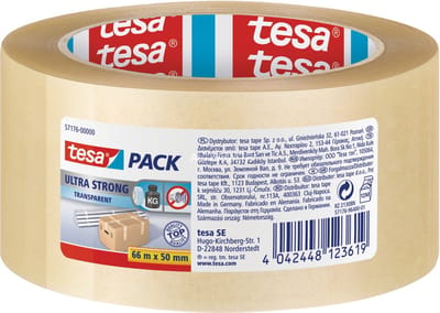Tesa Verpakkingstape - 2x - transparant - 66 m x 50 mm - extra sterk - verpakkingsbenodigdheden