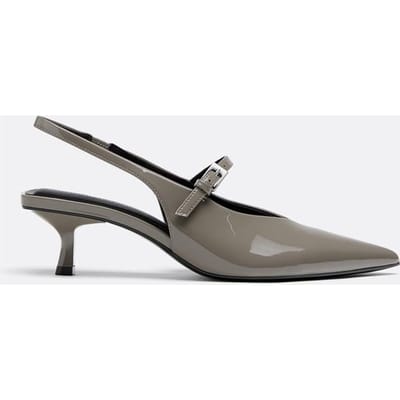 Stradivarius Hakken met lakleren look  GRIJS 35