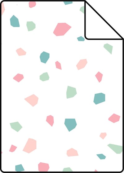 Proefstaal ESTAhome behang terrazzo wit, roze en groen - 26.5 x 21 cm - 139304-S