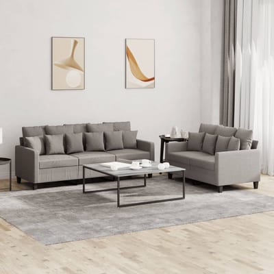 vidaXL - 2-delige - Loungeset - met - kussens - stof - taupe