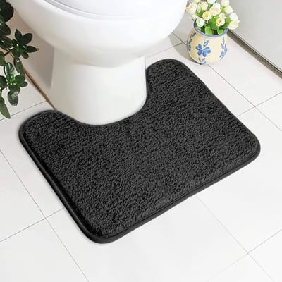 Absorberende Toiletmat, Antislip en Extra Zacht Badkamer Tapijt, Microfiber Fluffy Shaggy Rug, Machinewasbaar en Sneldrogend, U-vorm, Dikke Toiletmat 50 x 40 cm