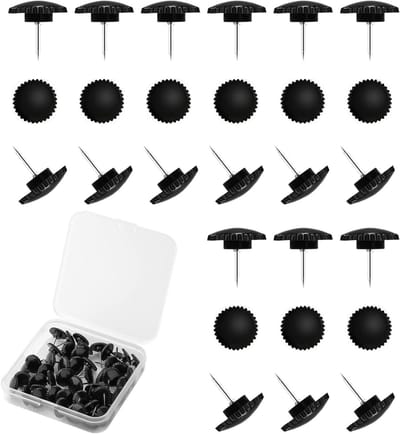 50 stuks Push Pins - Duimspijkers van Klein Formaat voor Muur Prikbord - Kunststof Pins met Roestvrijstalen Punten - Geschikt voor Kurkborden - Zwart