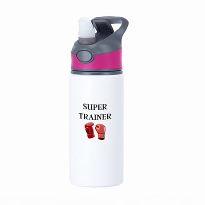 Hacebo® - Super trainer waterfles met rietje roze - Sport - coach - boxing - Trainer - geschenk - verjaardag - love gift - water fles - 650ML