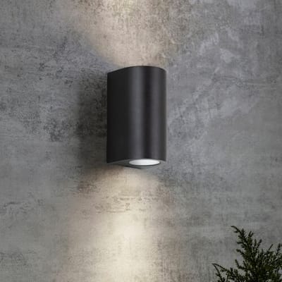 KS Verlichting - wandlamp - Big Noa - up - down - zwart - GU10 - rond - strak - modern - aluminium - IP54