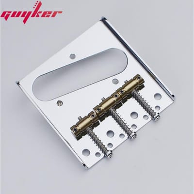 In-Tune Gitaarbrug Met Vintage 52 62 Messing En Stalen Basisplaat Voor Tl Vervangingsonderdeel Chroom white