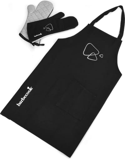 Barbecook - Set van schort en lange handschoenen - Hittebestendig - 100% Katoen - Zwart