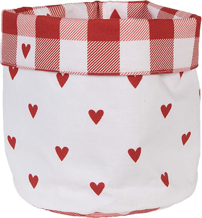 Clayre & Eef Broodmand Ø 15x16 cm Wit Rood Katoen Hartjes