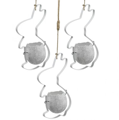 Paasdecoratie om op te hangen, konijnendecoratie met ei, paasei om te