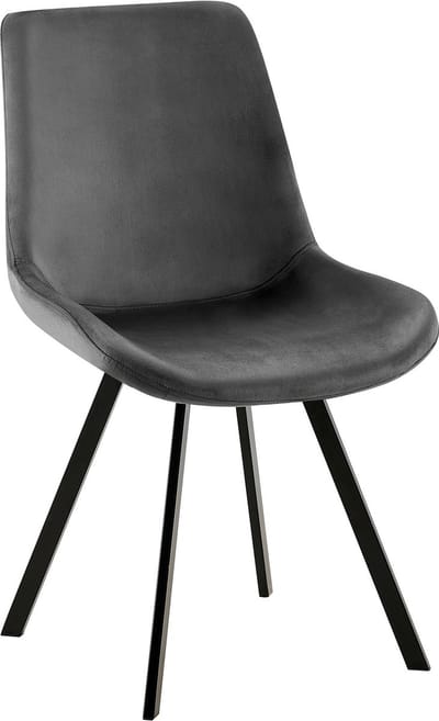 CLP Lewes Eetkamerstoel - Met rugleuning - Met houten poten - Met rugleuning - Velvet - Ffluweel - Fluweel/donkergrijs