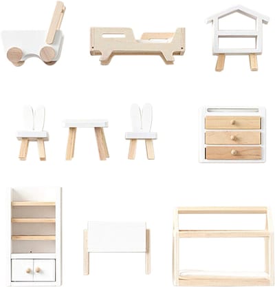 Petite Amélie Poppenhuis meubels - Vanaf 3 jaar - Set van 10 - Hout