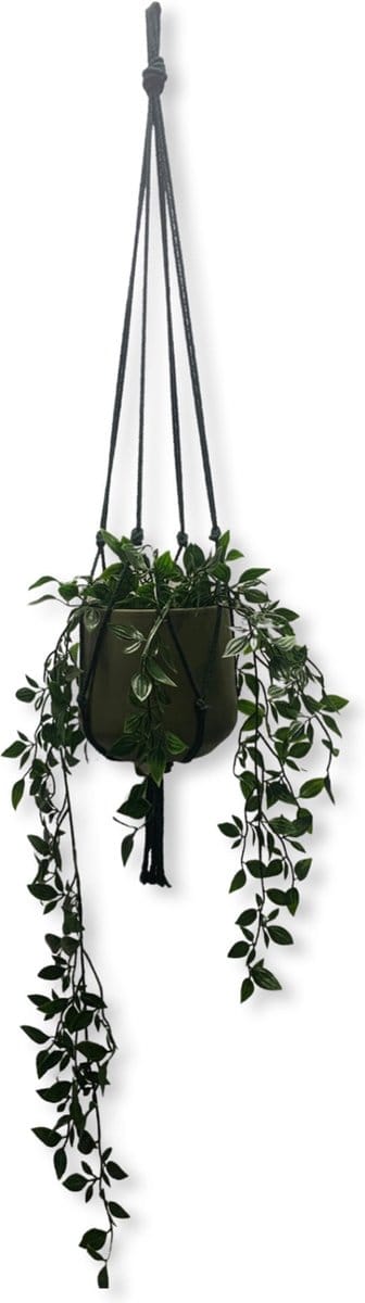 Minimalistische Plantenhanger - Kies kleur en lengte - Donkergroen - 80 cm lang - Katoenkoord - Geschikt voor Pot met Diameter t/m 20 cm - Handgemaakt in ons Macramé Atelier - Prijs per Stuk - Let op: Exclusief Pot - Inclusief Verzendkosten