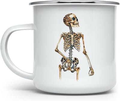 Duurzame emaille koffie of thee camping mok voor binnen buiten gebruik - aquarel luipaard heks - 350ml
