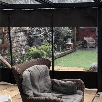 Waterdicht PVC Zeildoek - Buitengordijn Dekzeil - Terras Afschermen - Met Ritsen - 5 x 2.5 m - Zwart
