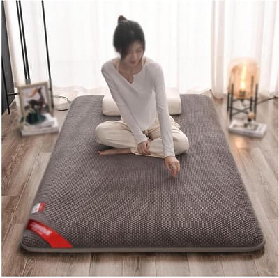 Japanse Futonmatras - Opvouwbare Vloermatras - Comfortabel Slapen - Vierkant Gestikt - 90x200cm - Grijs