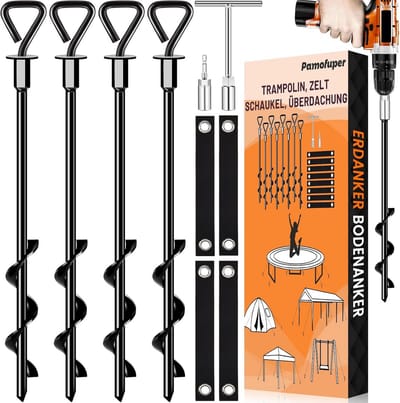 Set van 4 Heavy Duty Grondankers voor Trampoline en Tent - Inclusief Riemen en T-Haken