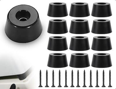 Set van 12 Schroefbare Rubber Voetjes voor Meubels, Beschermt Tegen Krassen en Vervorming, Ideaal voor Stoelen en Tafels (22 x 18 x 10 mm)