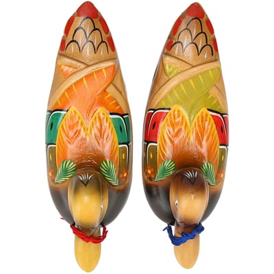 1 Paire Ornement Canard Mandarin en Bois Peinture à Base d'Eau Romantique Décor Canard Mandarin Imperméable Décor de Bureau pour beige