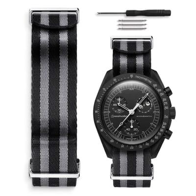 Dailygoods- Nato-horlogeband 20mm - Compatibel met Omega x Swatch - Duurzaam nylon - Geschikt voor sportief gebruik - Verstelbaar - Comfortabel ontwerp