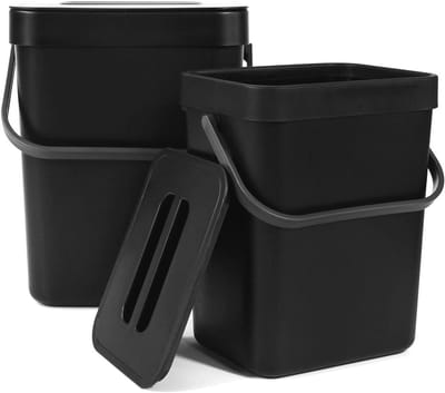 Biologische Afvalemmer Set van 2 - Kunststof Compostemmer voor Keuken (5L + 3L)
