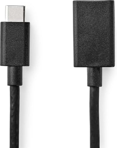Nedis USB-C Adapter - USB 3.2 Gen 1 - USB-C Male - USB-A Female - 5 Gbps - 0.15 m - Rond - Vernikkeld - PVC - Zwart - Doos