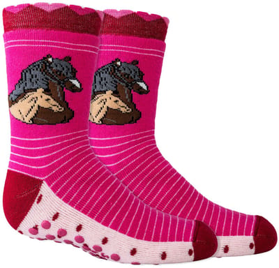 Kindersokken 31-34 | grappige sokken | vrolijke sokken | happy socks printjes | huissokken | Antislip zool | Badstof gevoerd | Thema: Paard | Maat: Diverse maten | 6 paar voordeelpakket