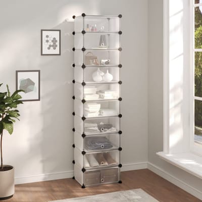 vidaXL - Schoenenrek - 44x32x174 - cm - polypropeen - transparant