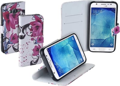 Bloemen design TPU bookcase hoes voor Samsung Galaxy J5 wallet cover