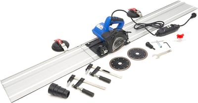 1400W Steen Inval Handzaagmachine Watergekoeld met Liniaal 3 x 500 mm en 3 Diamantzaagbladen