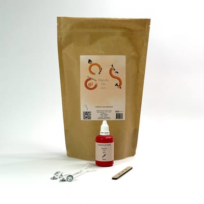 MGM Trading® - Hands On Art - Basis kaarsen maak pakket - Hobby - 1,25kg kaarsvet - 1 rode candle dye 50ml - Set