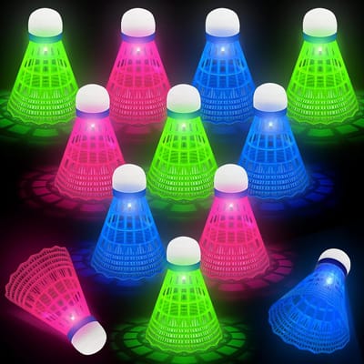 Lichtgevende Shuttles - LED Badmintonballen - Avond Sport - Set van 12 stuks - Standaard formaat - Veelkleurig