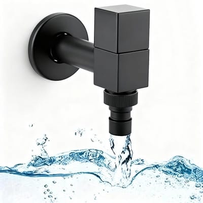 Dailygoods - Koper Vierkante Waterkraan Zwart voor Badkamer en Tuin