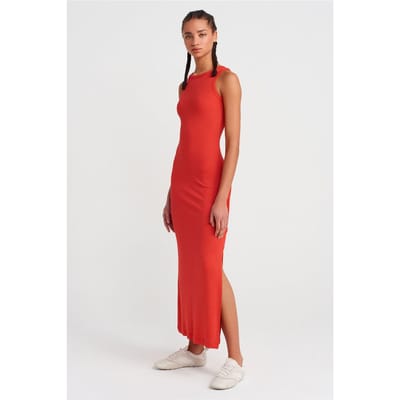 Mouwloze Bodycon Midi Jurk Met Splits