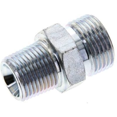 UN 13/16''-16 x 3/8'' NPT Verzinkt Stalen Borstnippel ORFS 630 Bar - Hydrauliek
