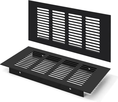 Set van 2 Zwarte Aluminium Ventilatieroosters Rechthoekig 100x200 mm - Wandrooster Ventilatie Afdekking